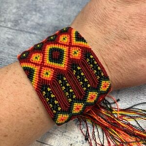 Colorful Woven Bracelet Cuff 2 inch
